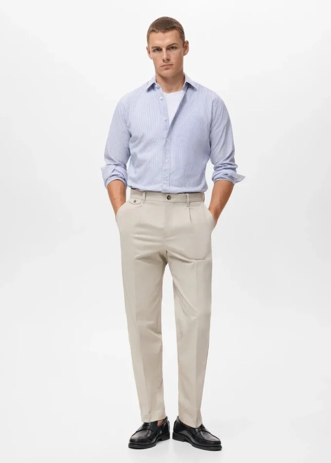 Pantalon en coton à pinces, coupe classique Pantalon en coton à pinces, coupe classique