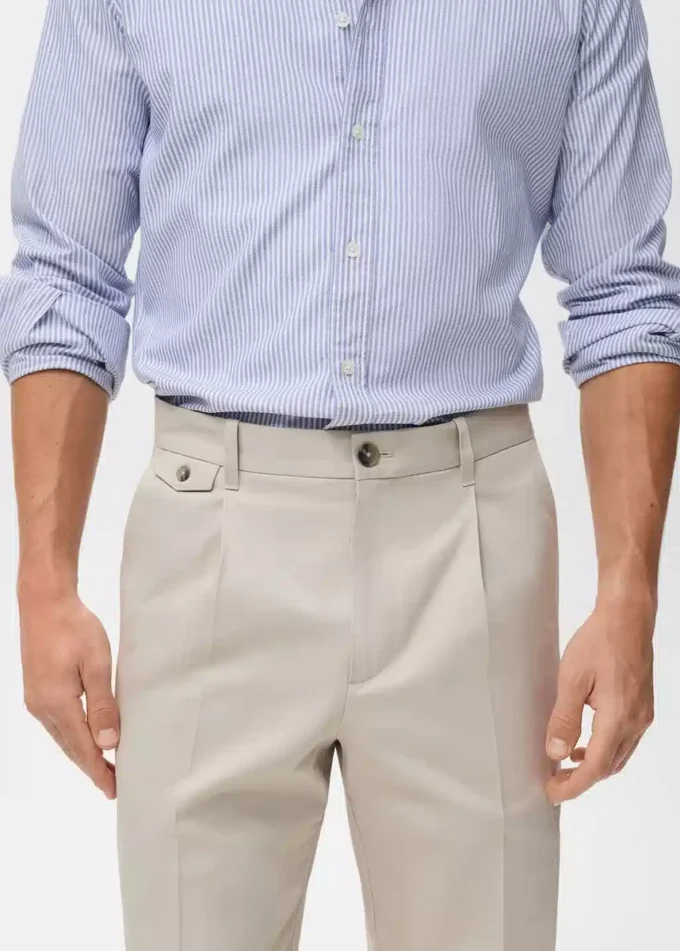 Pantalon en coton à pinces, coupe classique Pantalon en coton à pinces, coupe classique
