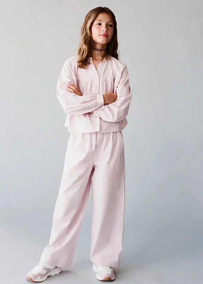 Pantalon en coton rayé