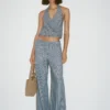Pantalon en denim à jambes larges avec ceinture Pantalon en denim à jambes larges avec ceinture