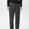 Pantalon en flanelle à pinces, coupe droite Pantalon en flanelle à pinces, coupe droite