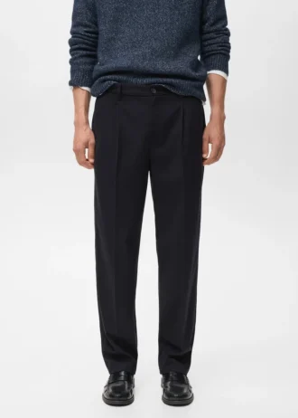 Pantalon en flanelle à pinces, coupe droite Pantalon en flanelle à pinces, coupe droite