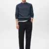 Pantalon en flanelle à pinces, coupe droite Pantalon en flanelle à pinces, coupe droite