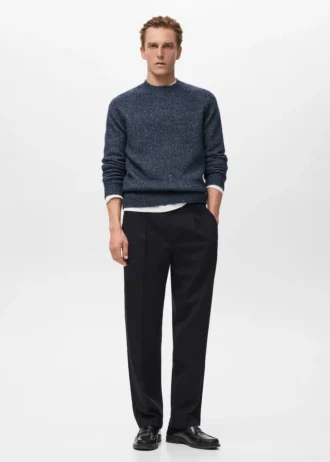 Pantalon en flanelle à pinces, coupe droite Pantalon en flanelle à pinces, coupe droite
