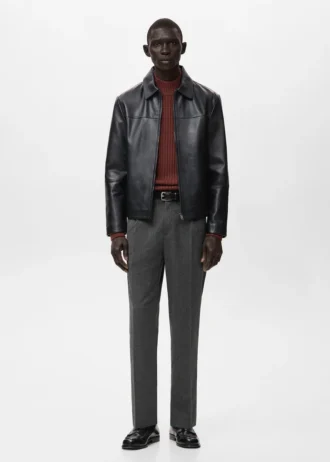 Pantalon en flanelle à pinces, coupe droite