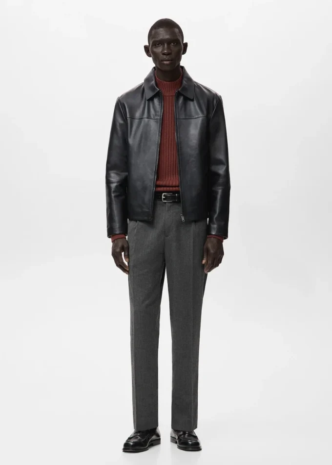 Pantalon en flanelle à pinces, coupe droite Pantalon en flanelle à pinces, coupe droite
