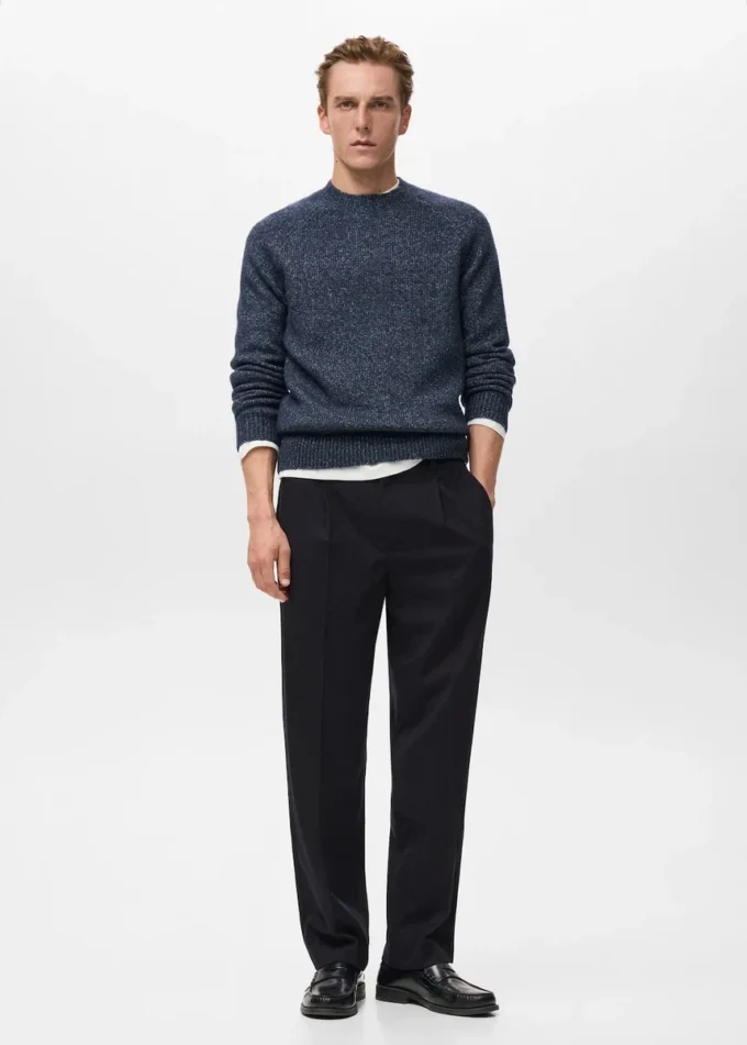 Pantalon en flanelle à pinces, coupe droite Pantalon en flanelle à pinces, coupe droite