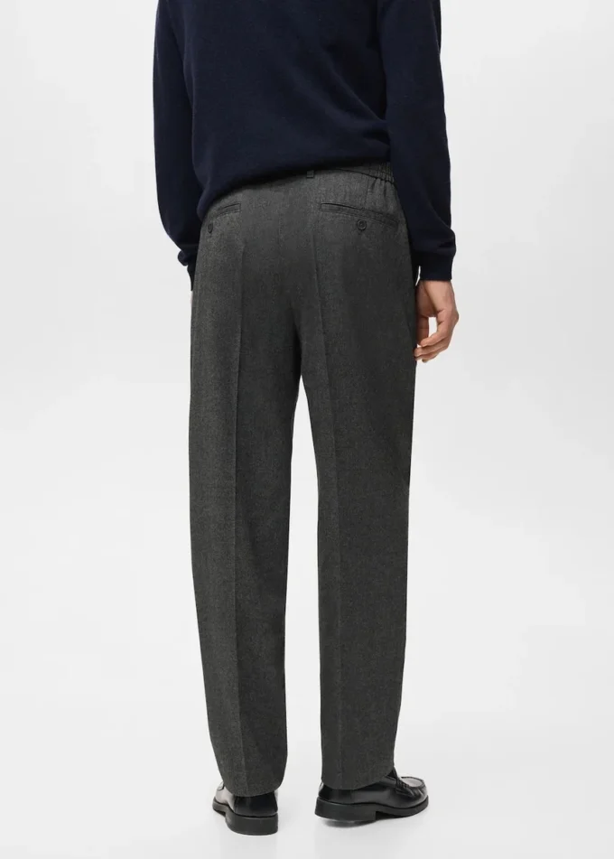 Pantalon en flanelle à pinces, coupe droite Pantalon en flanelle à pinces, coupe droite