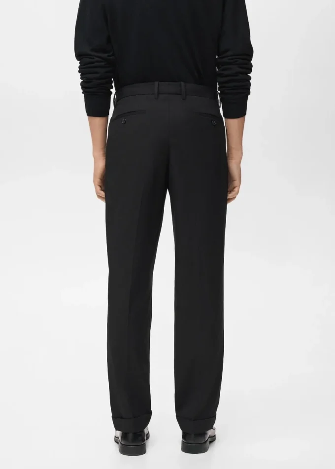 Pantalon en flanelle à pinces, coupe droite Pantalon en flanelle à pinces, coupe droite