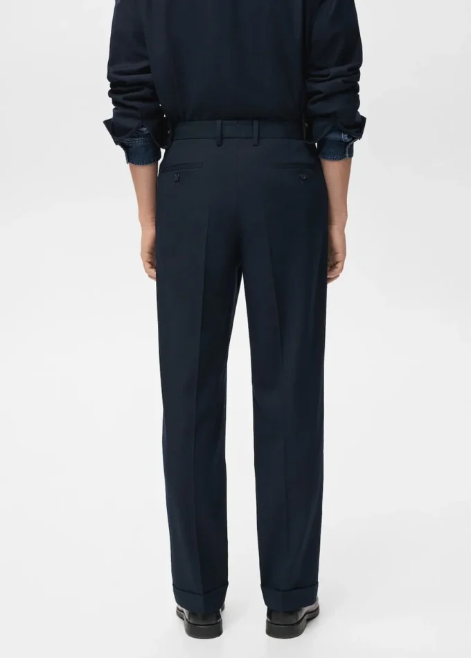 Pantalon en flanelle à pinces, coupe droite Pantalon en flanelle à pinces, coupe droite