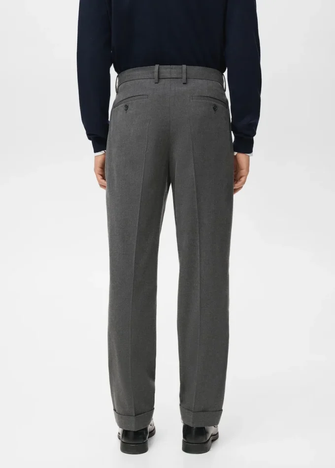 Pantalon en flanelle à pinces, coupe droite Pantalon en flanelle à pinces, coupe droite