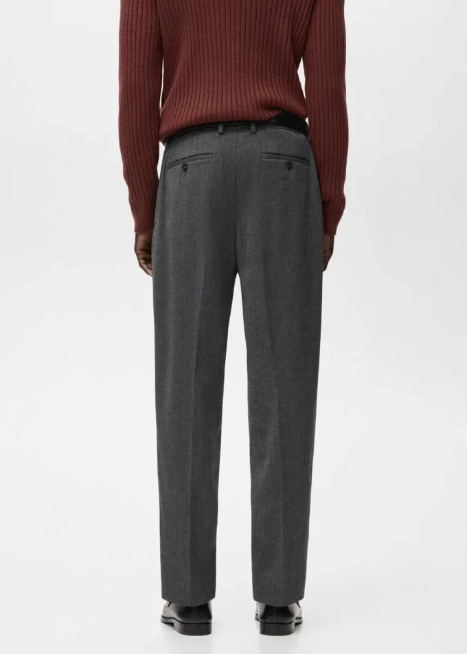 Pantalon en flanelle à pinces, coupe droite Pantalon en flanelle à pinces, coupe droite
