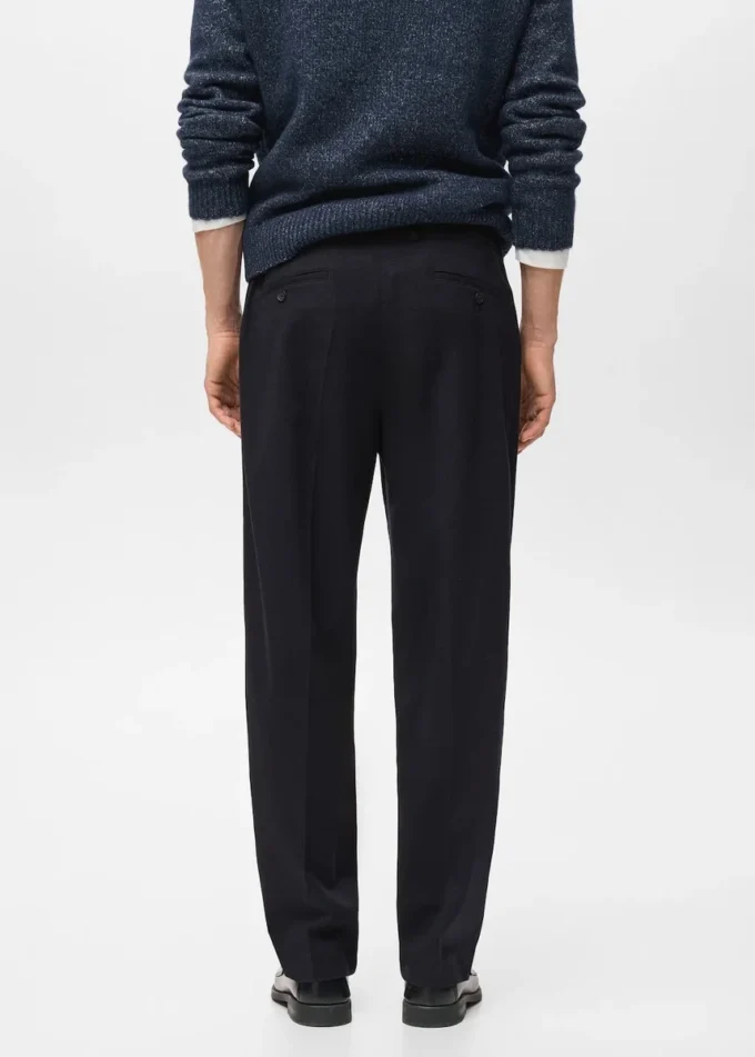 Pantalon en flanelle à pinces, coupe droite Pantalon en flanelle à pinces, coupe droite