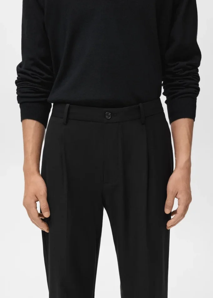 Pantalon en flanelle à pinces, coupe droite Pantalon en flanelle à pinces, coupe droite