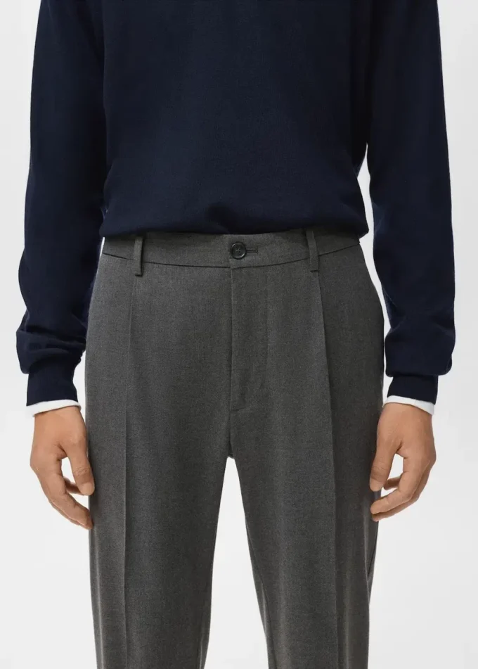 Pantalon en flanelle à pinces, coupe droite Pantalon en flanelle à pinces, coupe droite