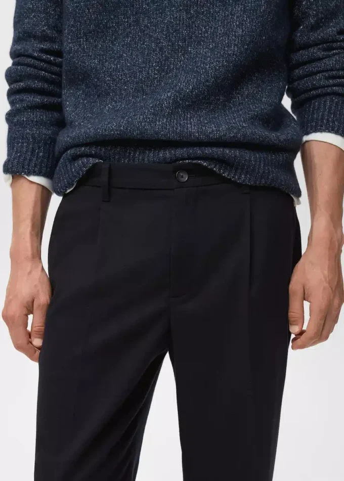 Pantalon en flanelle à pinces, coupe droite Pantalon en flanelle à pinces, coupe droite
