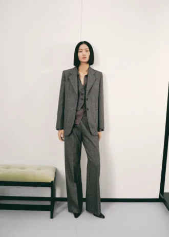 Pantalon en laine mouchetée