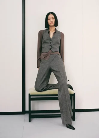Pantalon en laine mouchetée