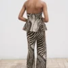 Pantalon en lin imprimé zèbre Pantalon en lin imprimé zèbre