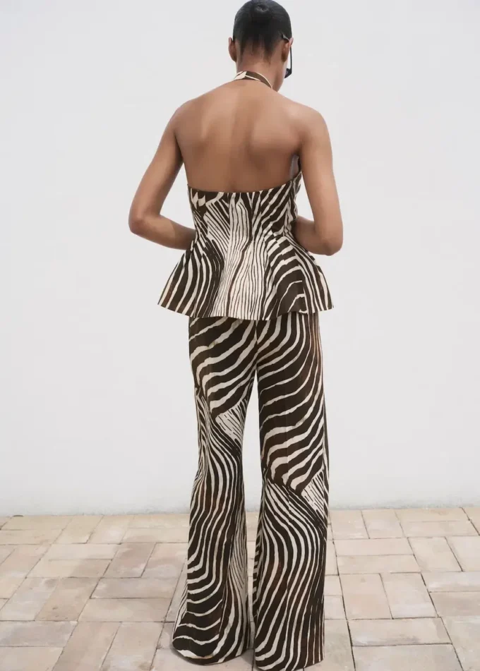 Pantalon en lin imprimé zèbre Pantalon en lin imprimé zèbre
