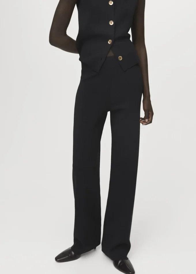 Pantalon en maille avec taille élastiquée Pantalon en maille avec taille élastiquée