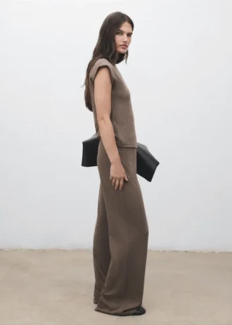 Pantalon en maille avec taille élastiquée