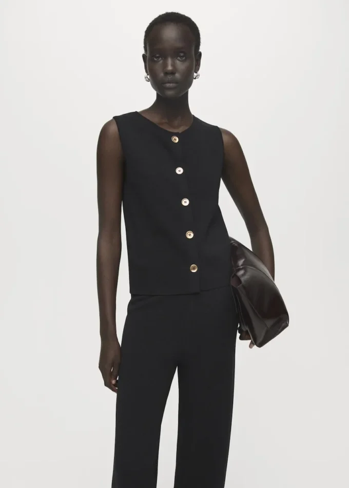 Pantalon en maille avec taille élastiquée Pantalon en maille avec taille élastiquée