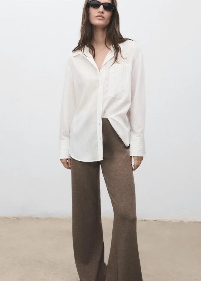 Pantalon en maille avec taille élastiquée Pantalon en maille avec taille élastiquée