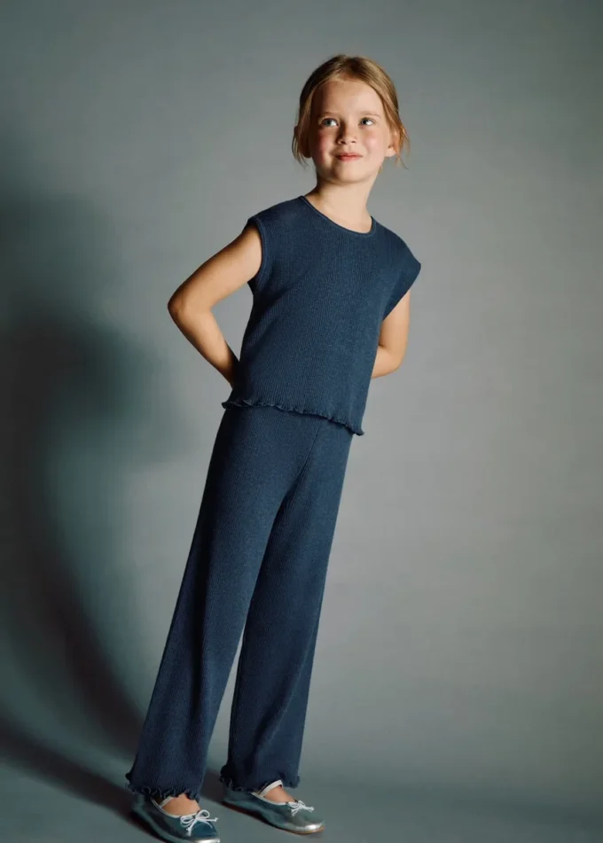 Pantalon en maille côtelée