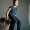 Pantalon en maille côtelée