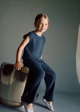 Pantalon en maille côtelée