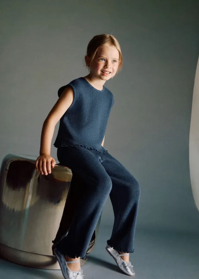 Pantalon en maille côtelée
