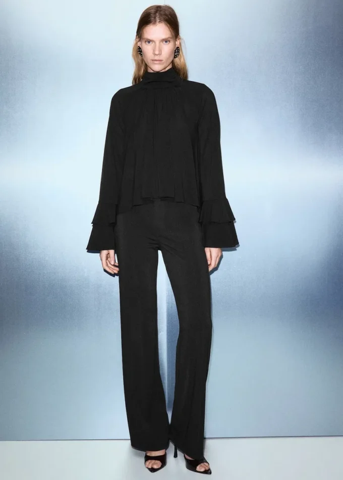Pantalon en maille fine avec taille élastique Pantalon en maille fine avec taille élastique