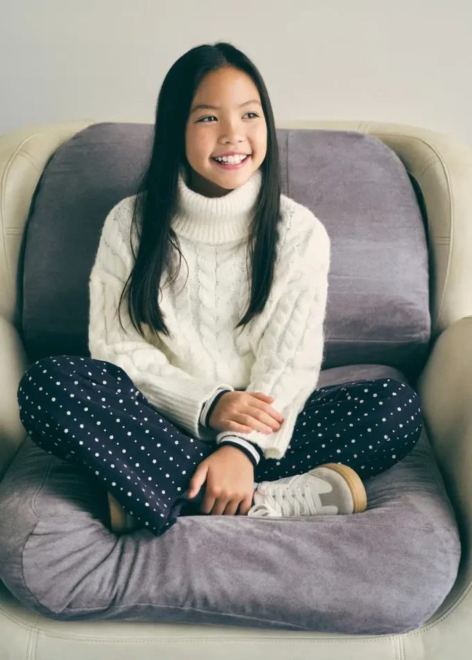 Pantalon en micro-velours côtelé à fleurs