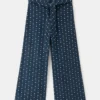 Pantalon en micro-velours côtelé à fleurs