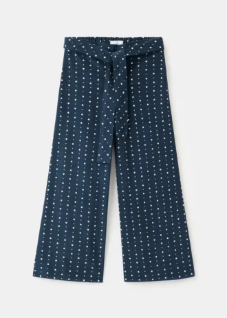 Pantalon en micro-velours côtelé à fleurs