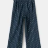 Pantalon en micro-velours côtelé à fleurs