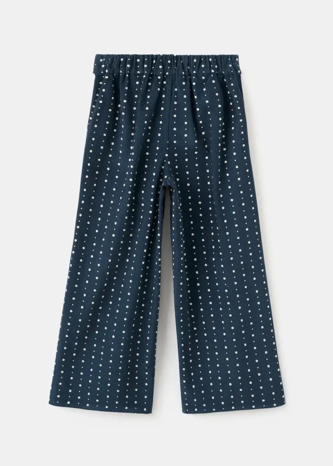 Pantalon en micro-velours côtelé à fleurs