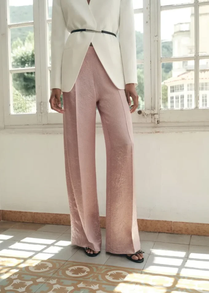 Pantalon en satin effet froissé Pantalon en satin effet froissé