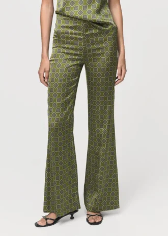 Pantalon en satin à imprimé géométrique