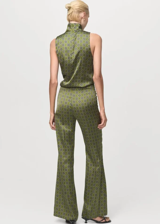 Pantalon en satin à imprimé géométrique Pantalon en satin à imprimé géométrique