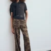 Pantalon en satin à imprimé léopard Pantalon en satin à imprimé léopard