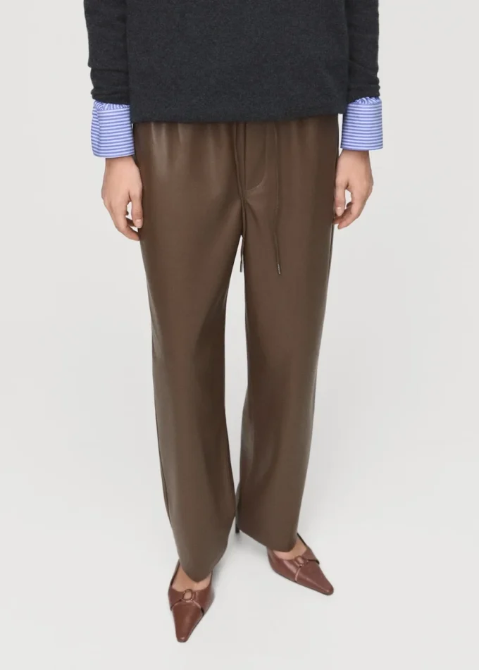 Pantalon en simili cuir avec taille élastique Pantalon en simili cuir avec taille élastique