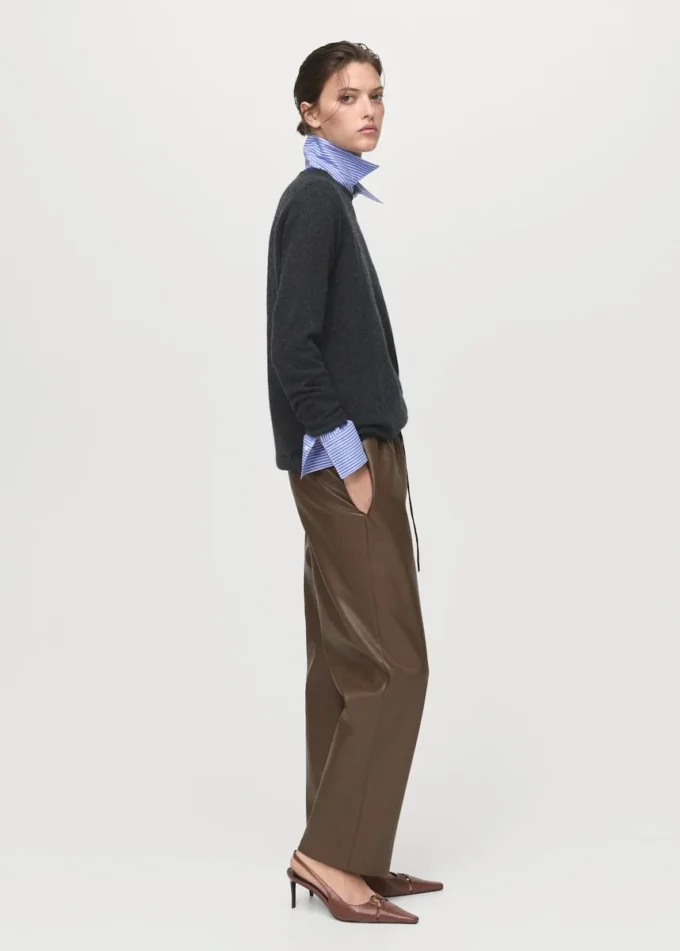Pantalon en simili cuir avec taille élastique Pantalon en simili cuir avec taille élastique