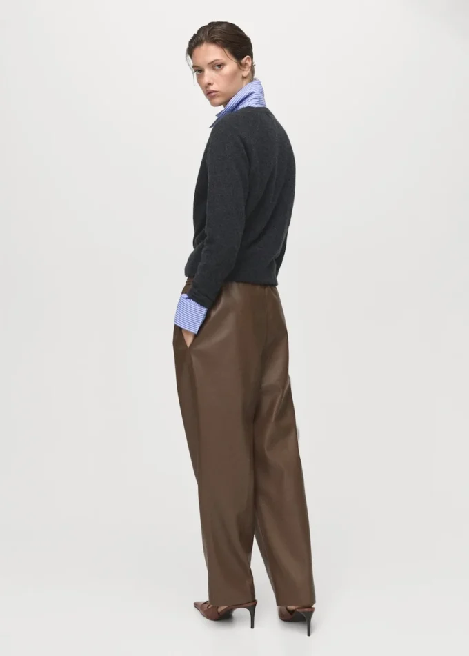 Pantalon en simili cuir avec taille élastique Pantalon en simili cuir avec taille élastique