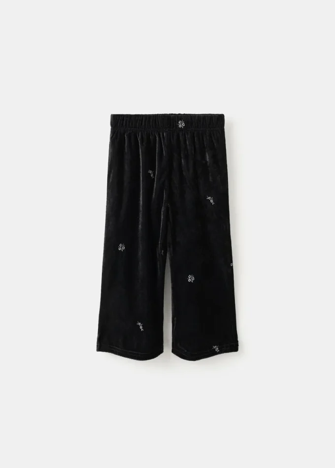 Pantalon en velours brodé
