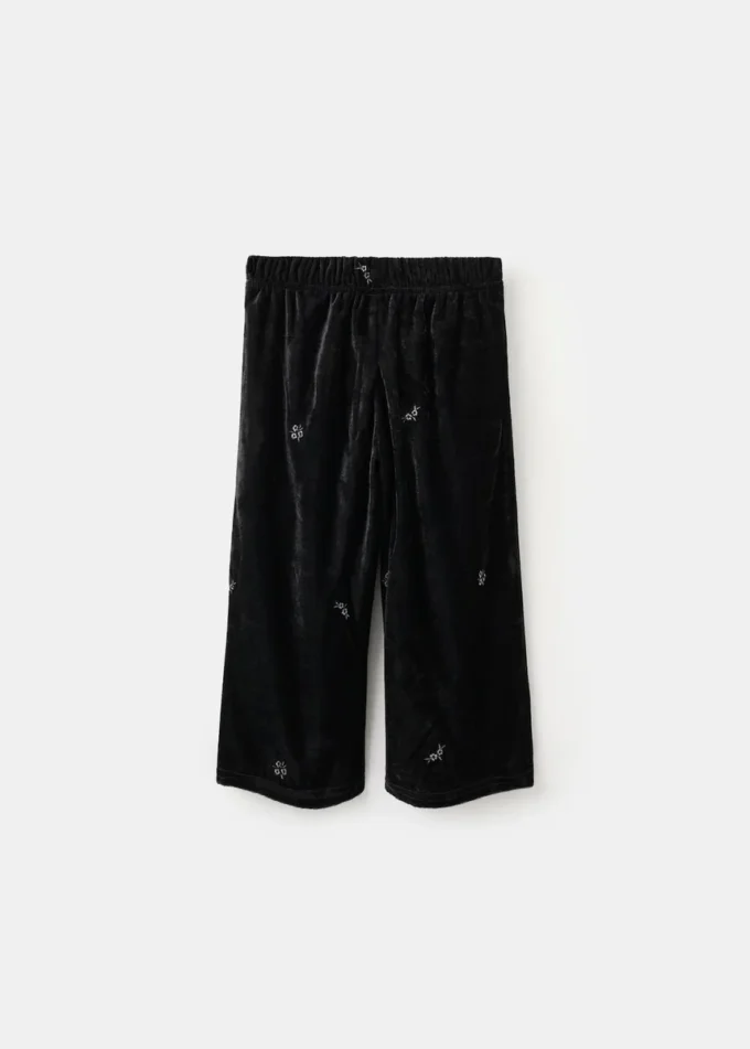 Pantalon en velours brodé