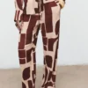 Pantalon fluide à motif géométrique Pantalon fluide à motif géométrique