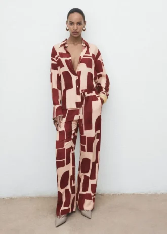 Pantalon fluide à motif géométrique