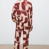 Pantalon fluide à motif géométrique Pantalon fluide à motif géométrique